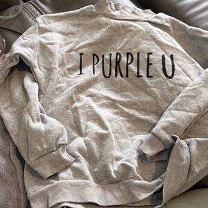 Gray Sweater with Black Text